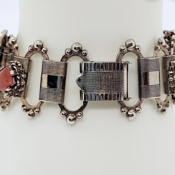 Vintage Victorian style Panel bracelet Maltese medallion Filigree Revival Ethnic